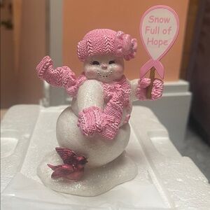 Snow Full of Hope Breast Cancer Awareness Snowman figure-The Hamilton Collection